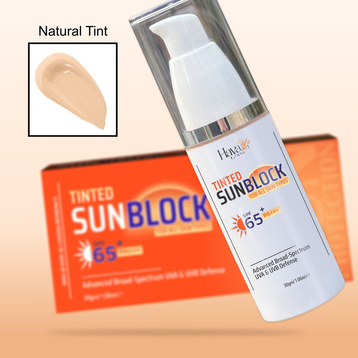 Tinted Sunblock SPF 65+ – Advanced Broad-Spectrum UVA & UVB Defense | Haya by Rabi